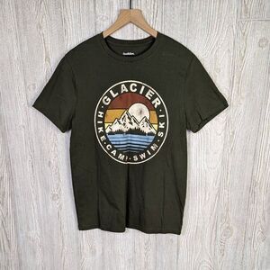 Goodfellow & Co Mens Sz Medium Glacier Graphic T Shirt Army Green Short Sleeve